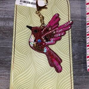 Embellished Pink Bird Keychain
